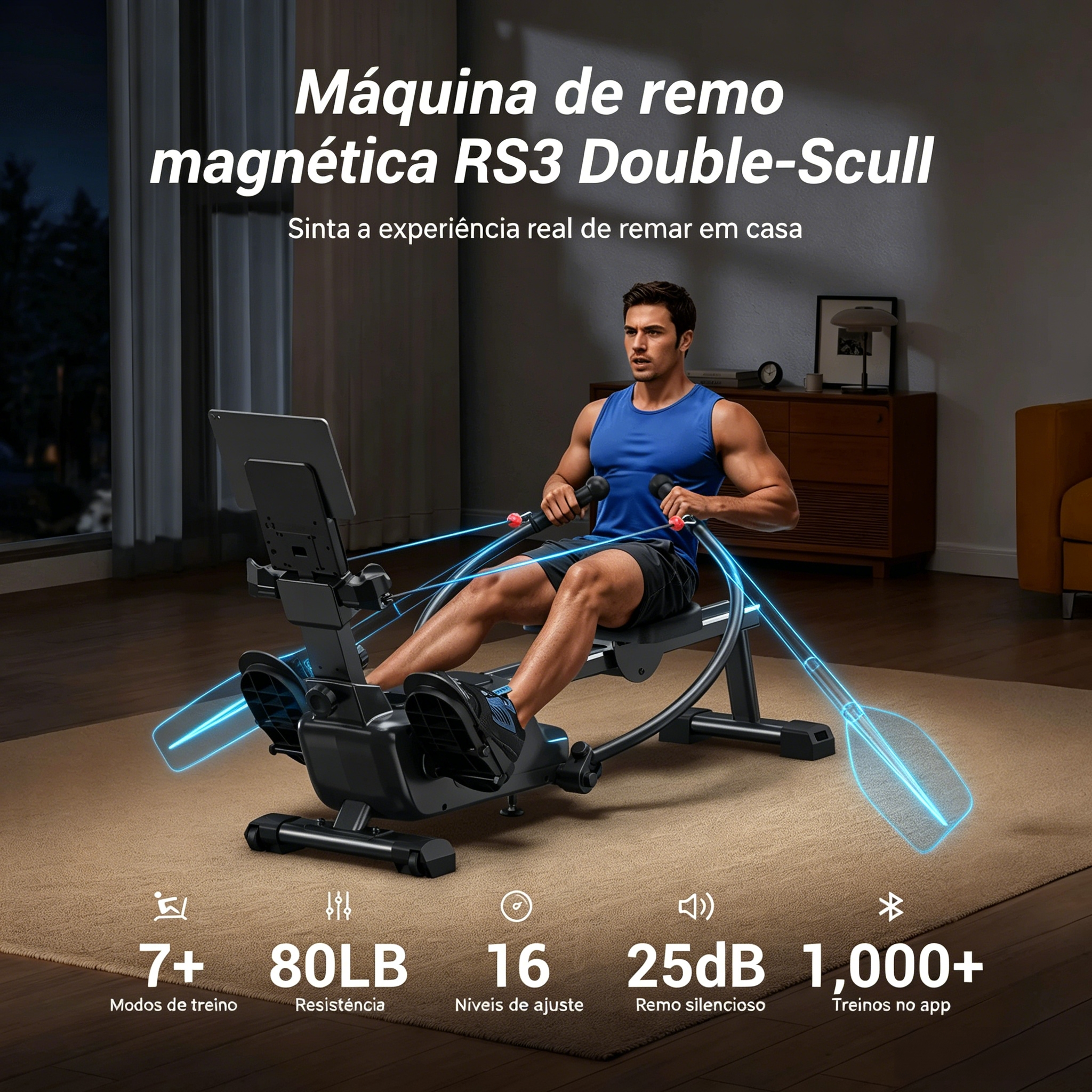NovaRow RS3 – Remo Magnético de Dupla Remada