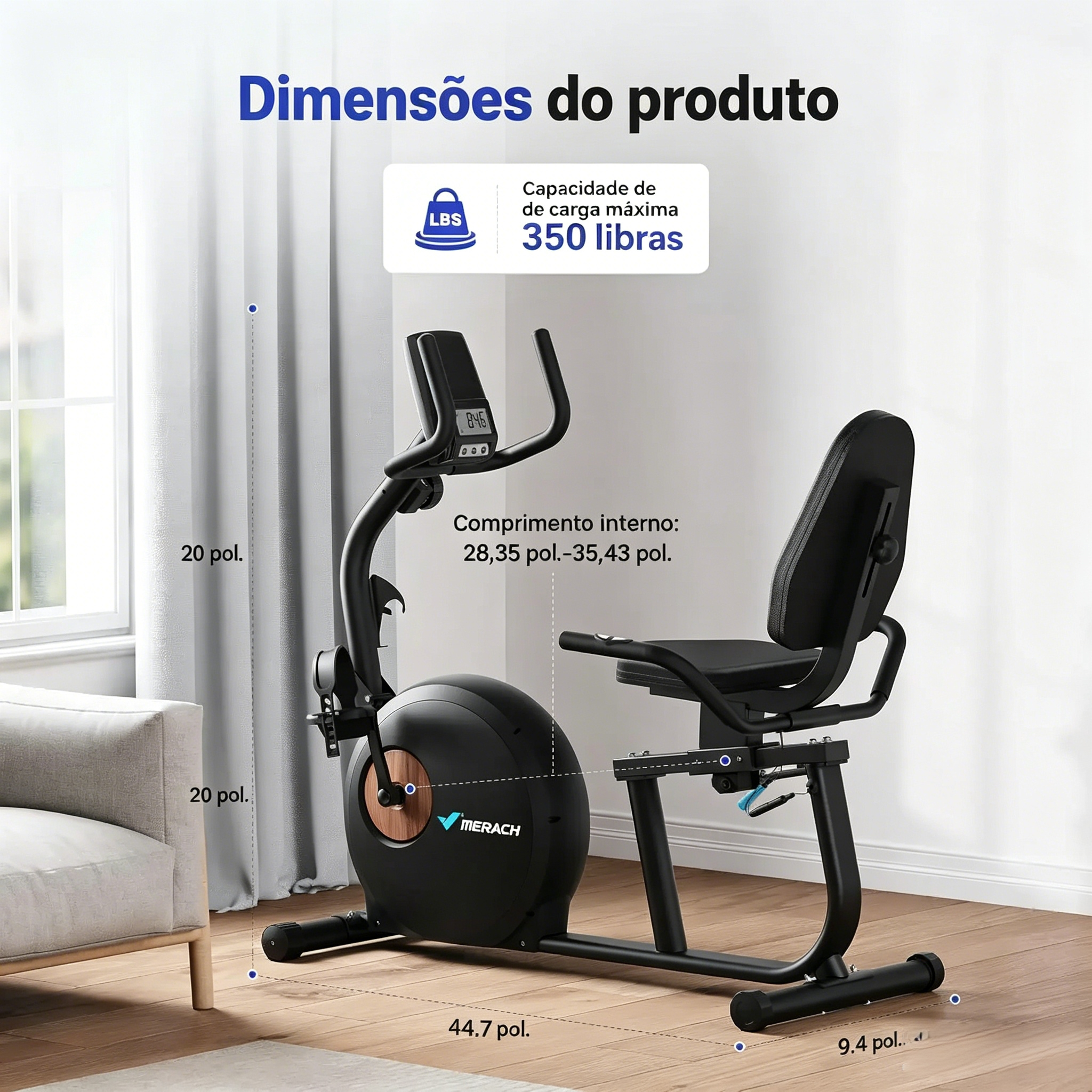 Bicicleta Ergométrica Reclinada S23 com Faixas de Resistência