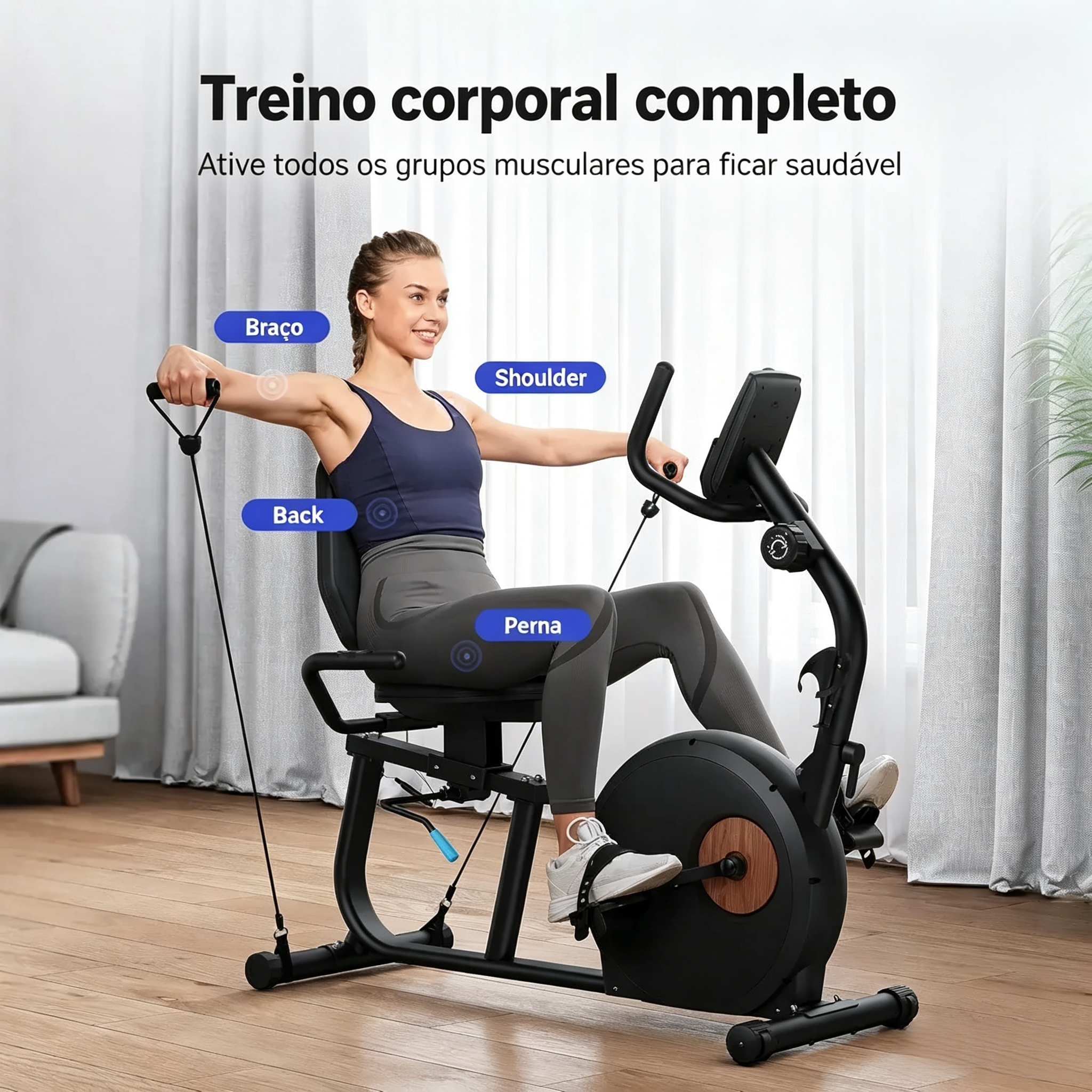 Bicicleta Ergométrica Reclinada S23 com Faixas de Resistência