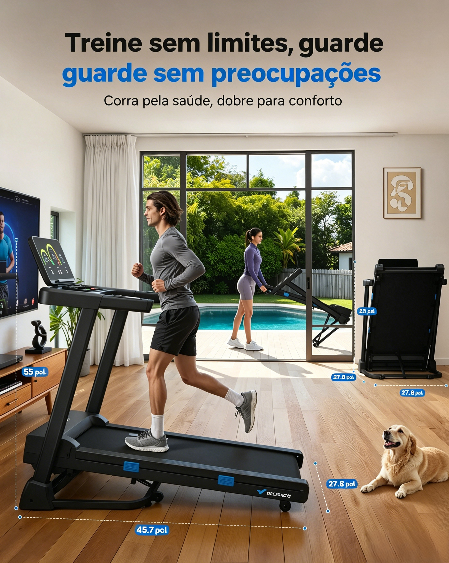 T12 Foldable Treadmill Pro com Inclinação Automática de até 15%