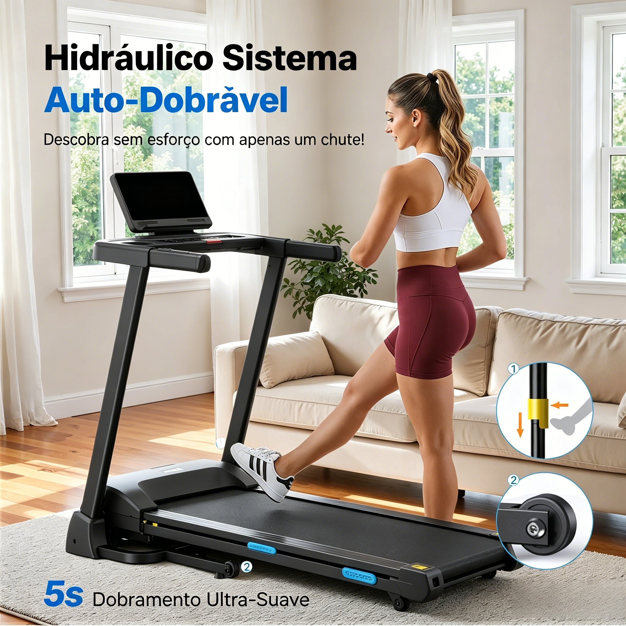 T12 – Esteira Dobrável com Inclinação Automática de até 15%