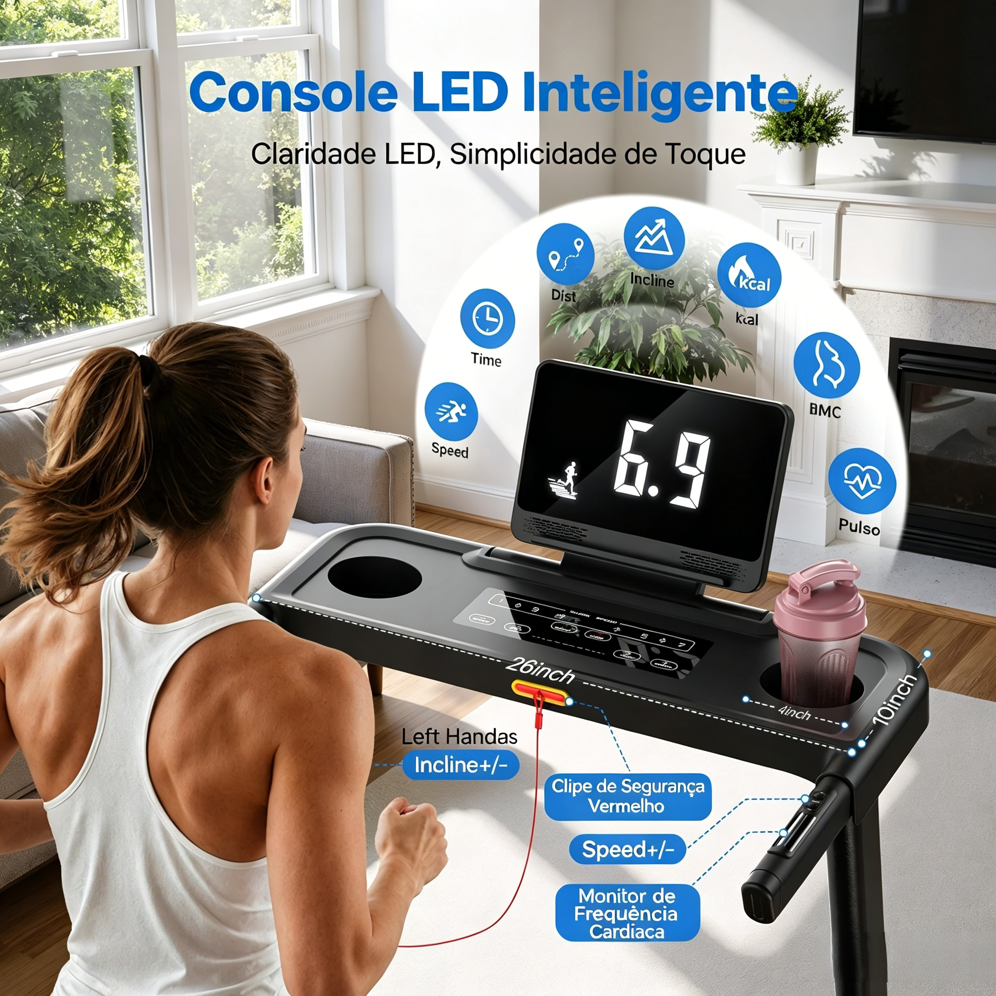 T12 – Esteira Dobrável com Inclinação Automática de até 15%