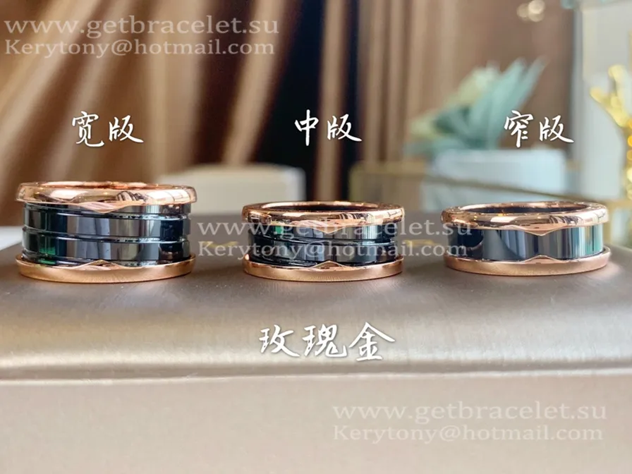 B.zero1 Black Ceramic and Rose Gold Ring