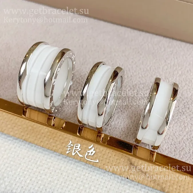 B.zero1 White Ceramic and Rose Gold Ring