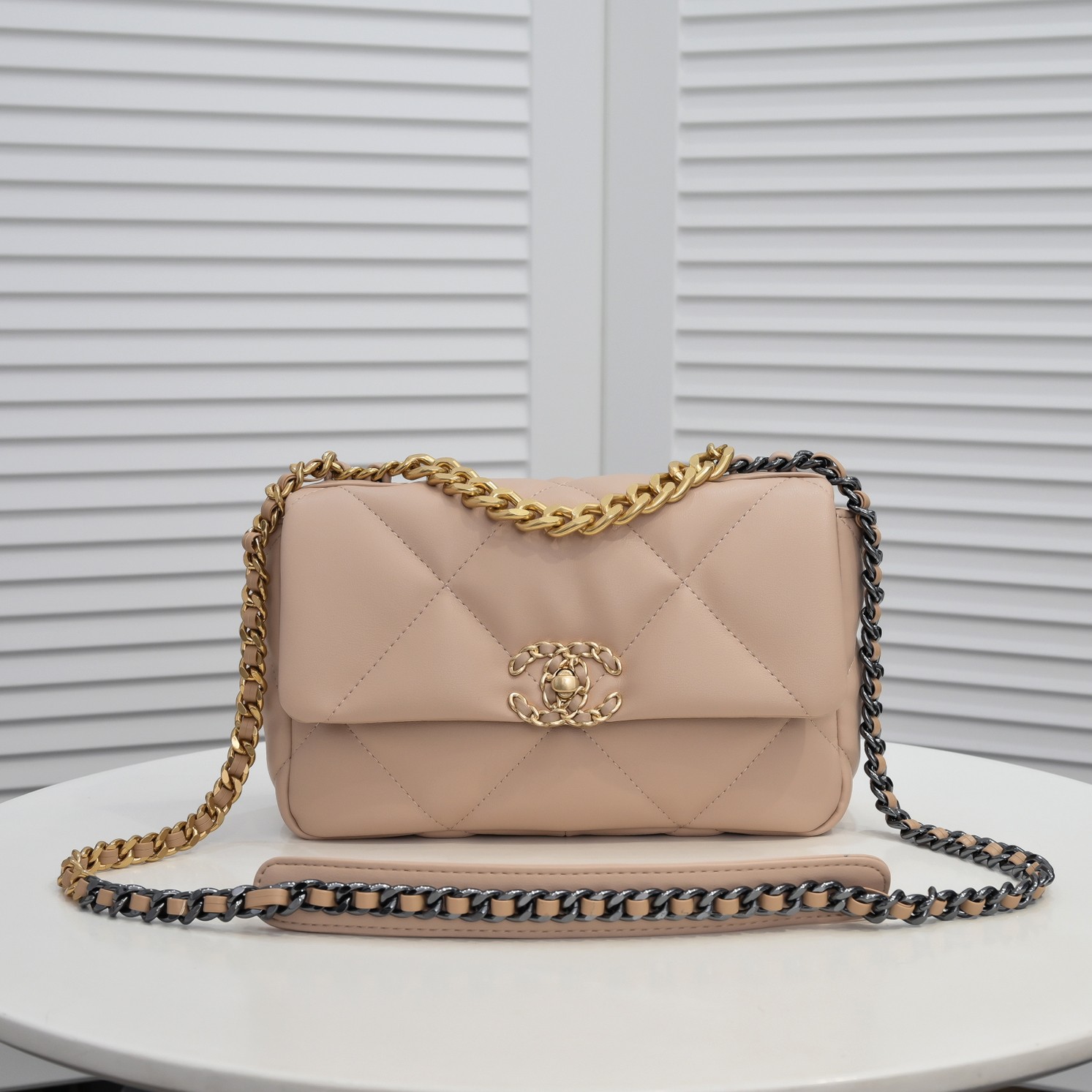 Chanel Lambskin Quilted Small 19 Flap Shoulder Bag Handbag