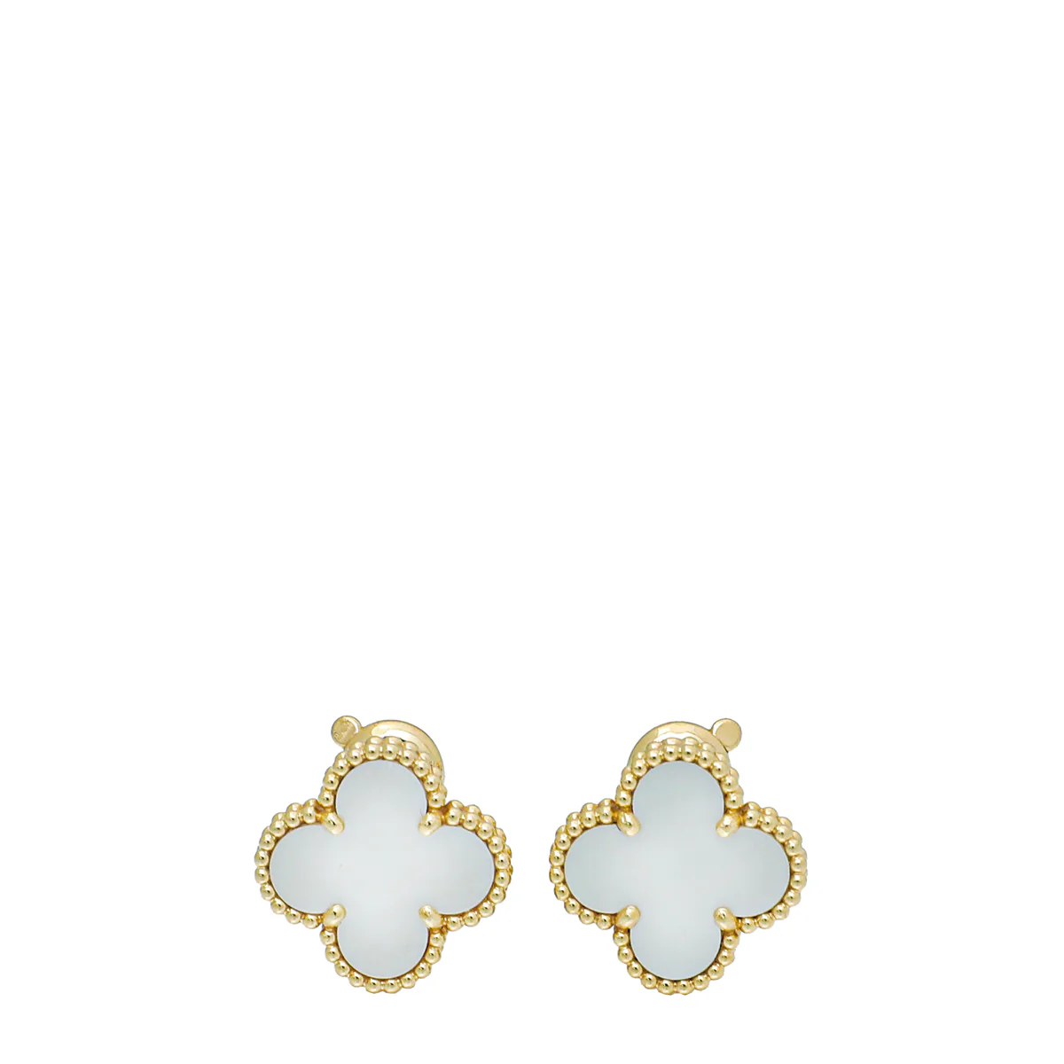 Van Cleef & Arpels 18K Yellow Gold MOP Vintage Alhambra Earrings