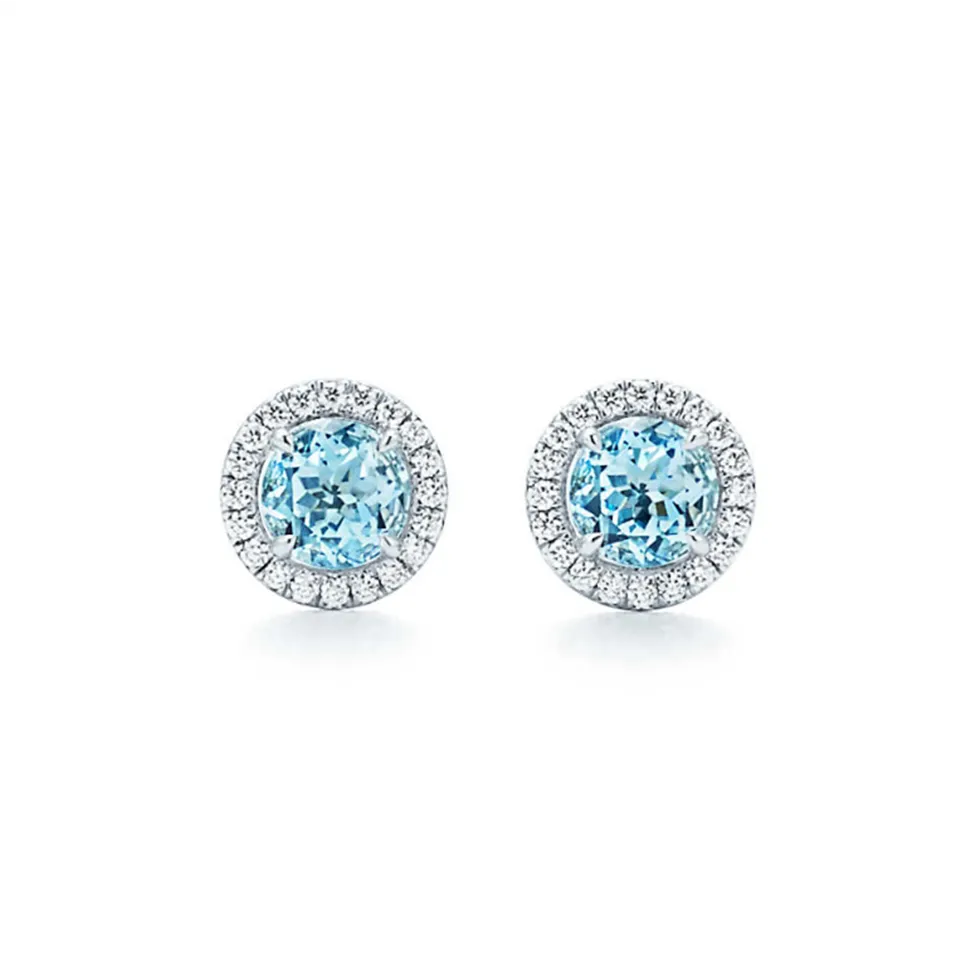 Tiffany Soleste Earrings Dupe Aquamarines Diamonds Fake Necklace For Ladies GRP09515