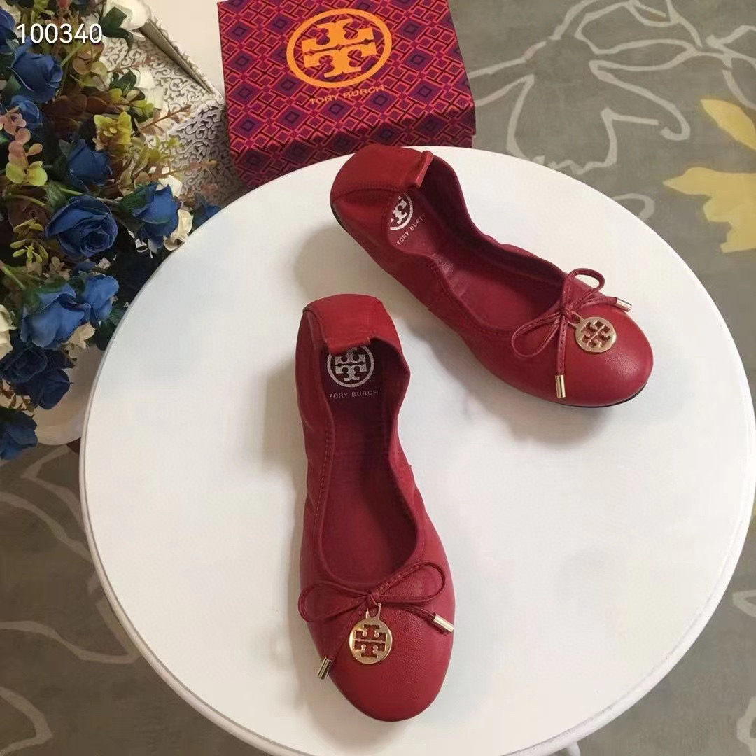 Tory Burch Leather Round Bow Sandals Slide (Replica)