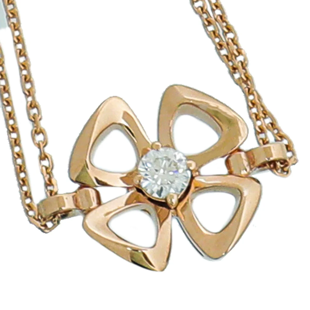 Bvlgari 18K Rose Gold Fiorever Bracelet w/Central Diamond