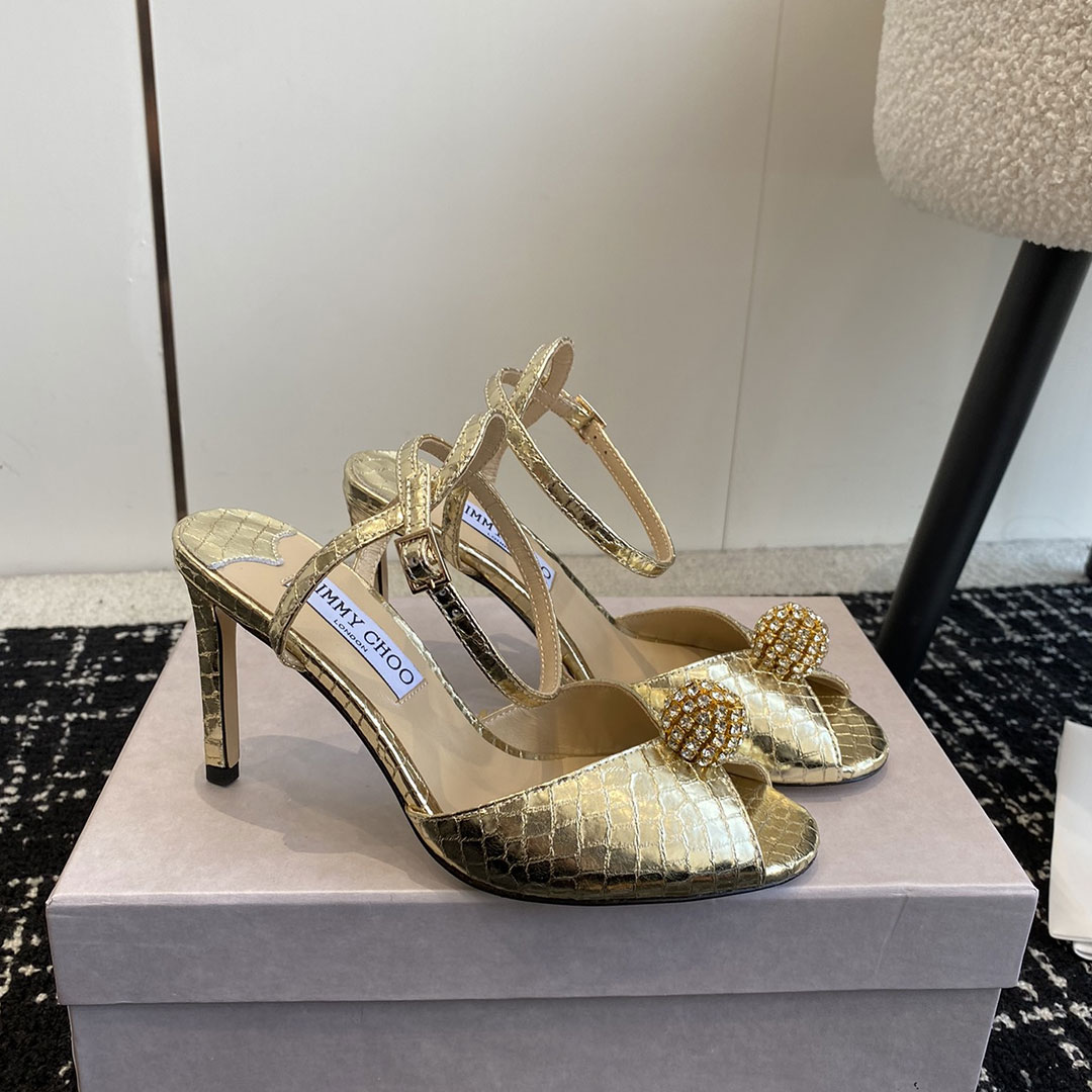 Jimmy Choo Sacora Leather Slingshot Fashion Buckle Slide Sandal (Replica)