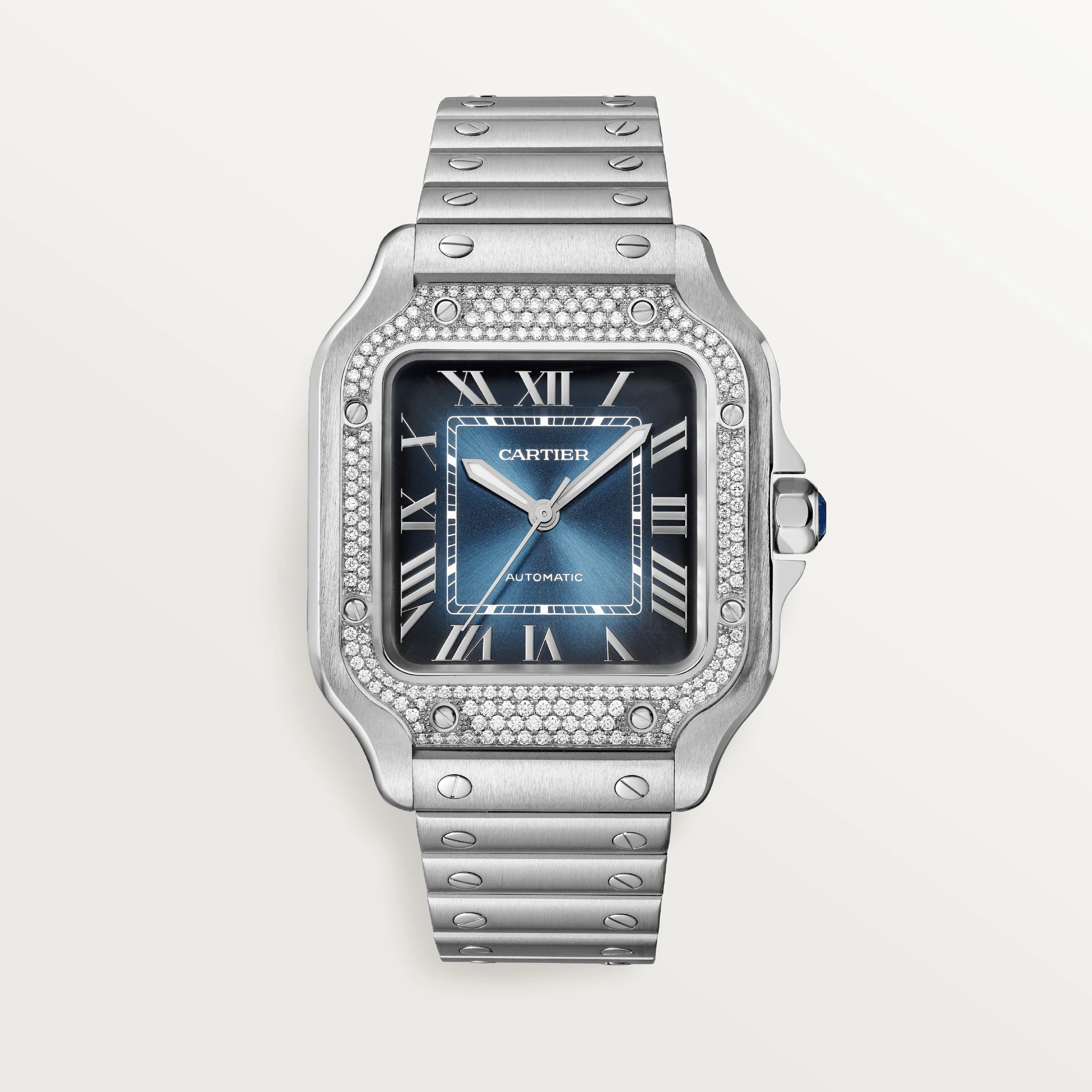 Cartier Santos Stainless Steel & Diamonds Men��s Watch, W4SA0006