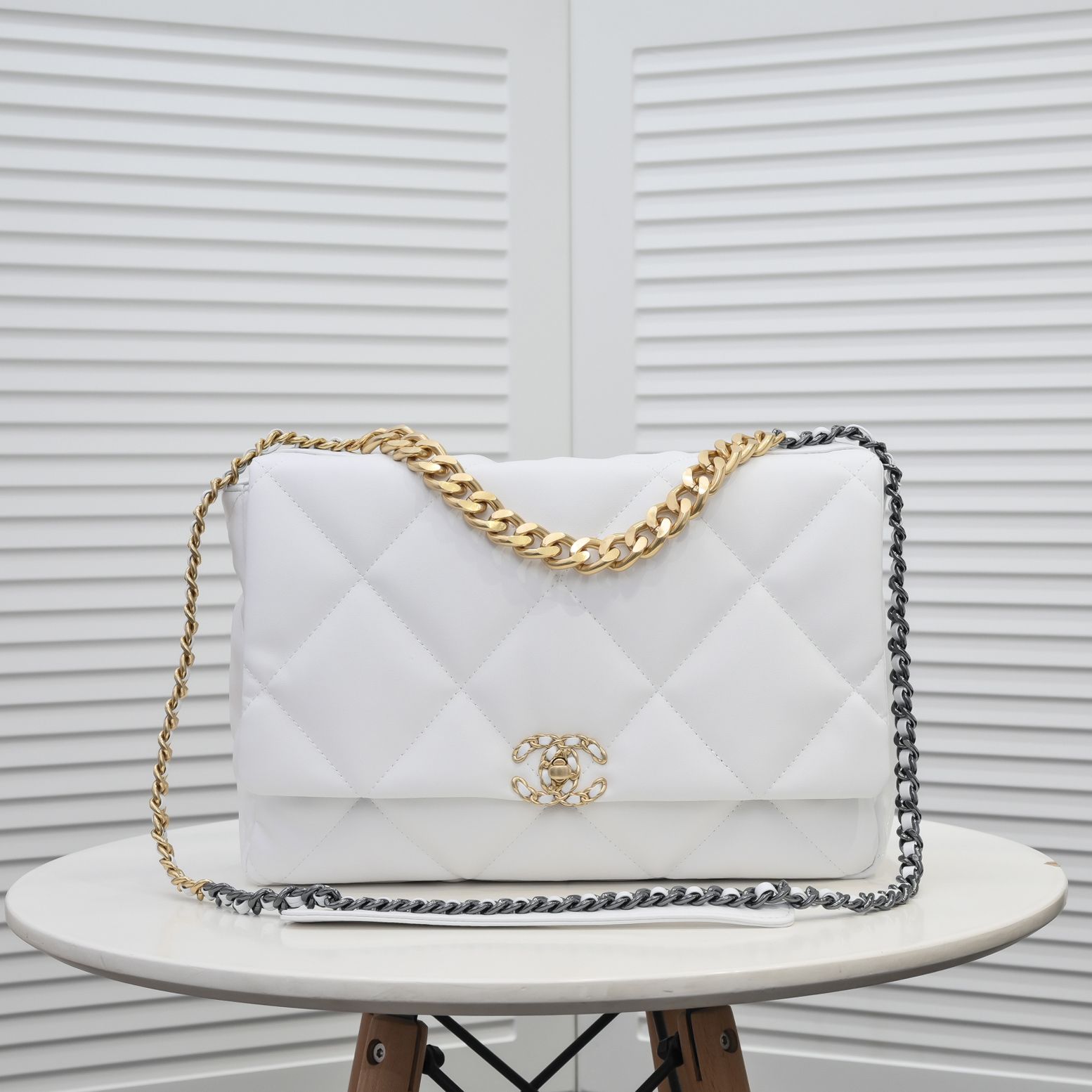 Chanel Lambskin Quilted Large19 Flap Shoulder Bag Handbag