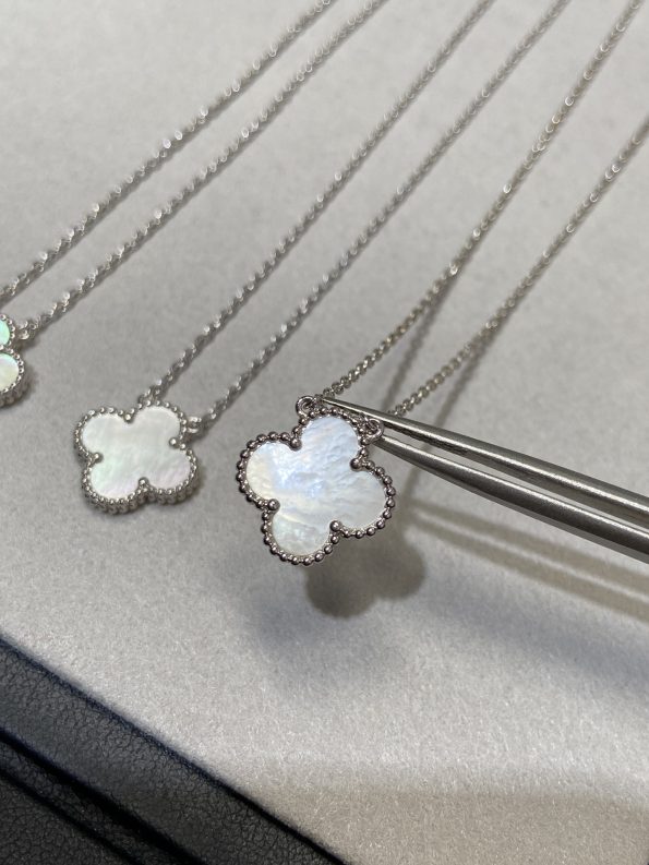 Van Cleef Necklace Dupe, White Clover Leaf Necklace, White Gold