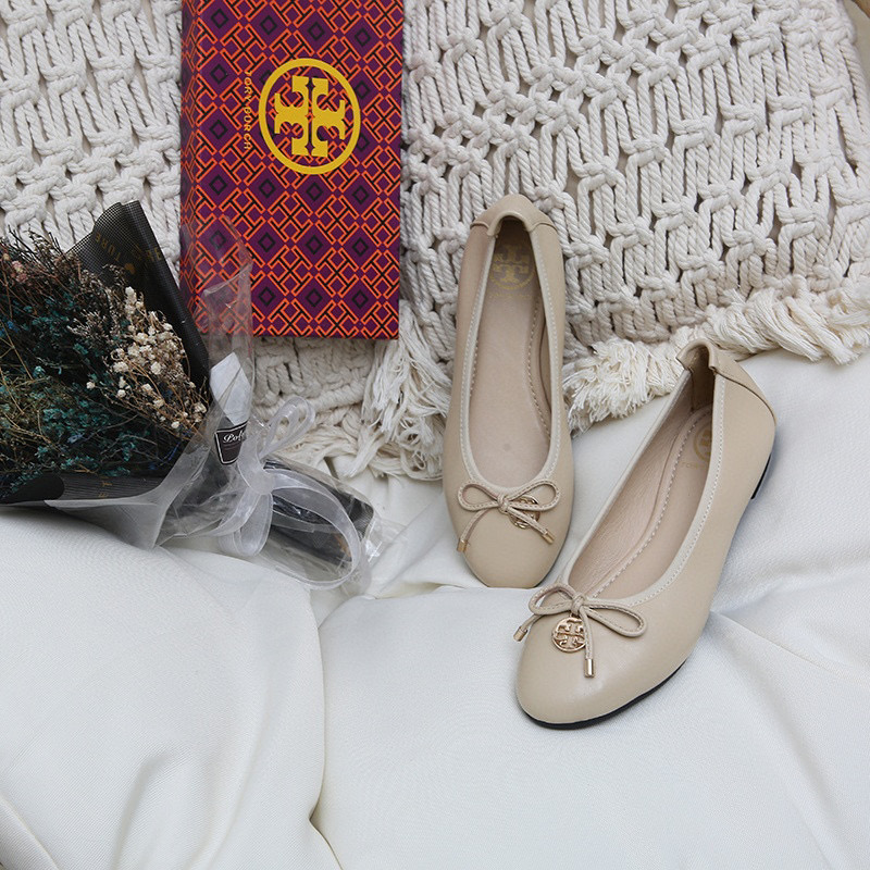 Tory Burch Leather Round Bow Sandals Slide (Replica)
