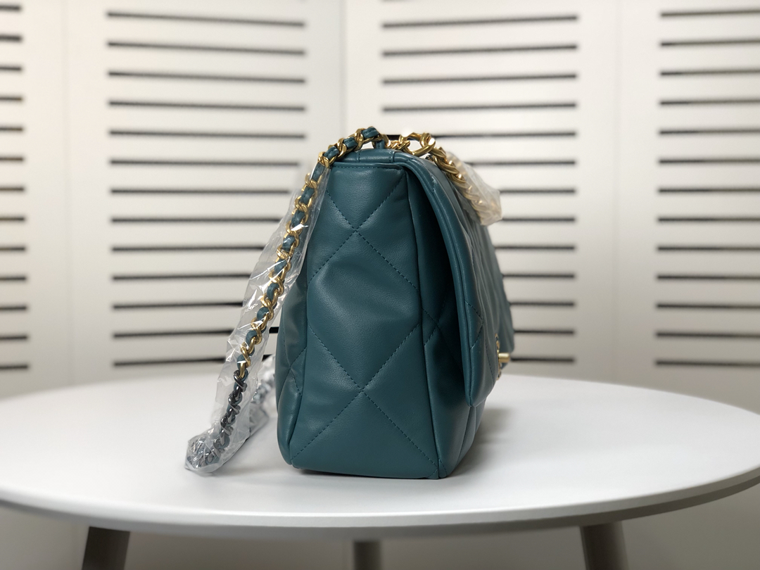 Chanel Lambskin Quilted Large19 Flap Shoulder Bag Handbag