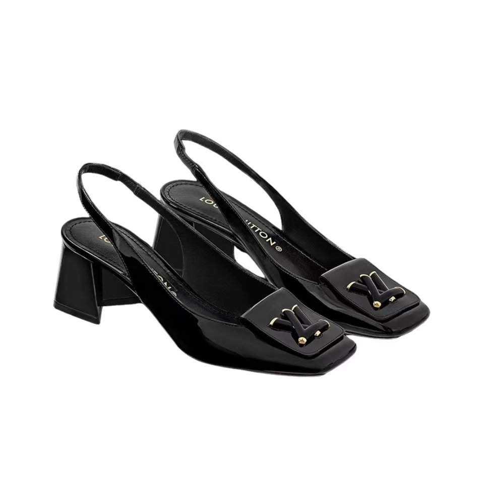 Louis Vuitton LV Half a Pack of Horseshoe Heels Slide Sandal (Replica)