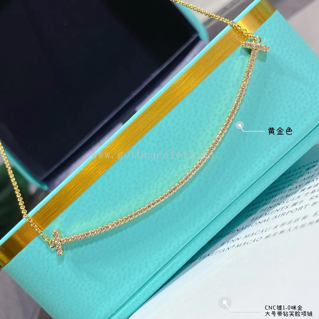 Tiffany T Large Smile Pendant With Diamonds Yellow Gold/Rose Gold/White Gold