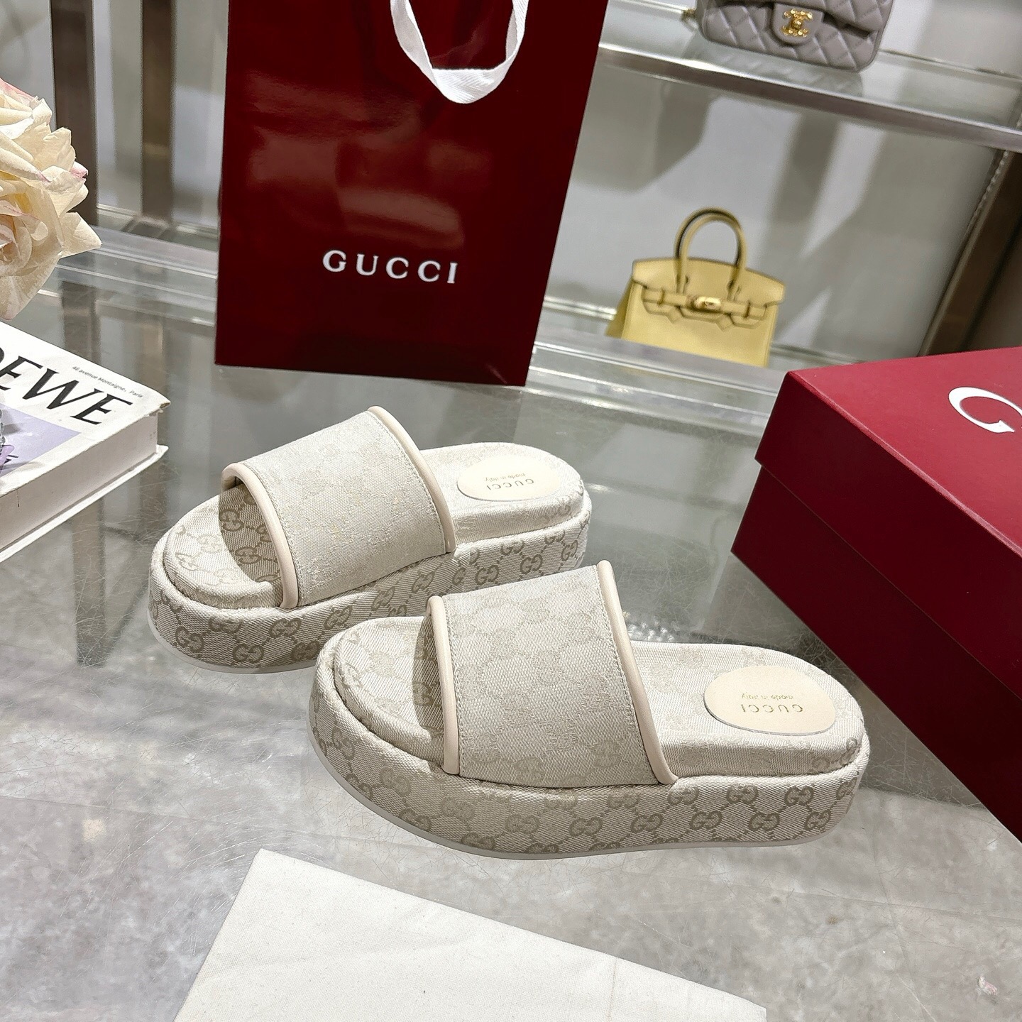 Gucci Shoes Classic GG Embroidered Couple's Thick Bottom Slippers