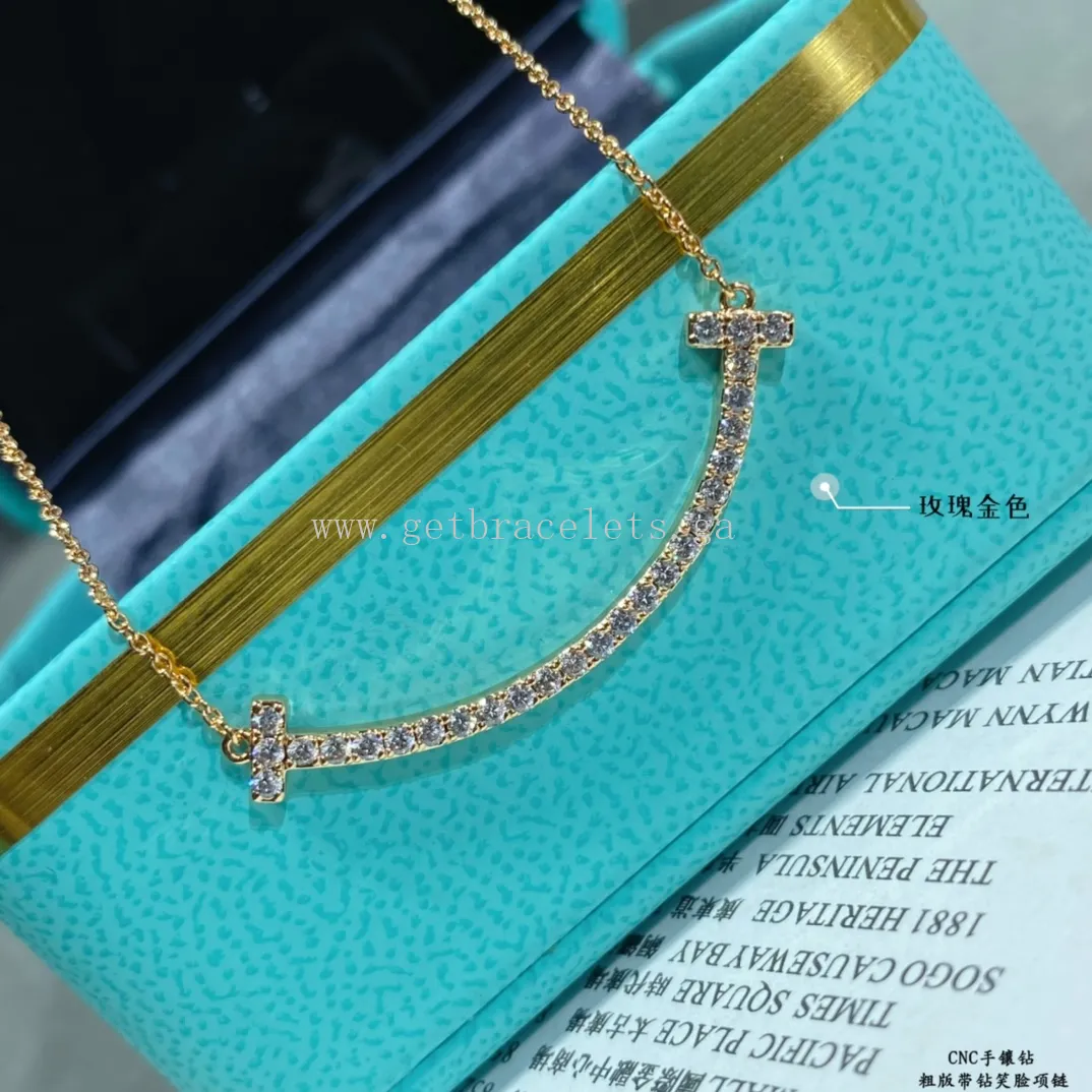 Tiffany T Medium Smile Pendant With Diamonds Yellow Gold/Rose Gold/White Gold