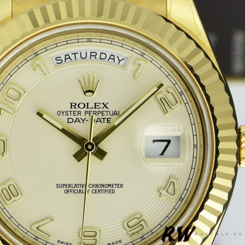 Rolex Day-Date 218238 Ivory Dial Yellow Gold 41MM Mens Replica Watch