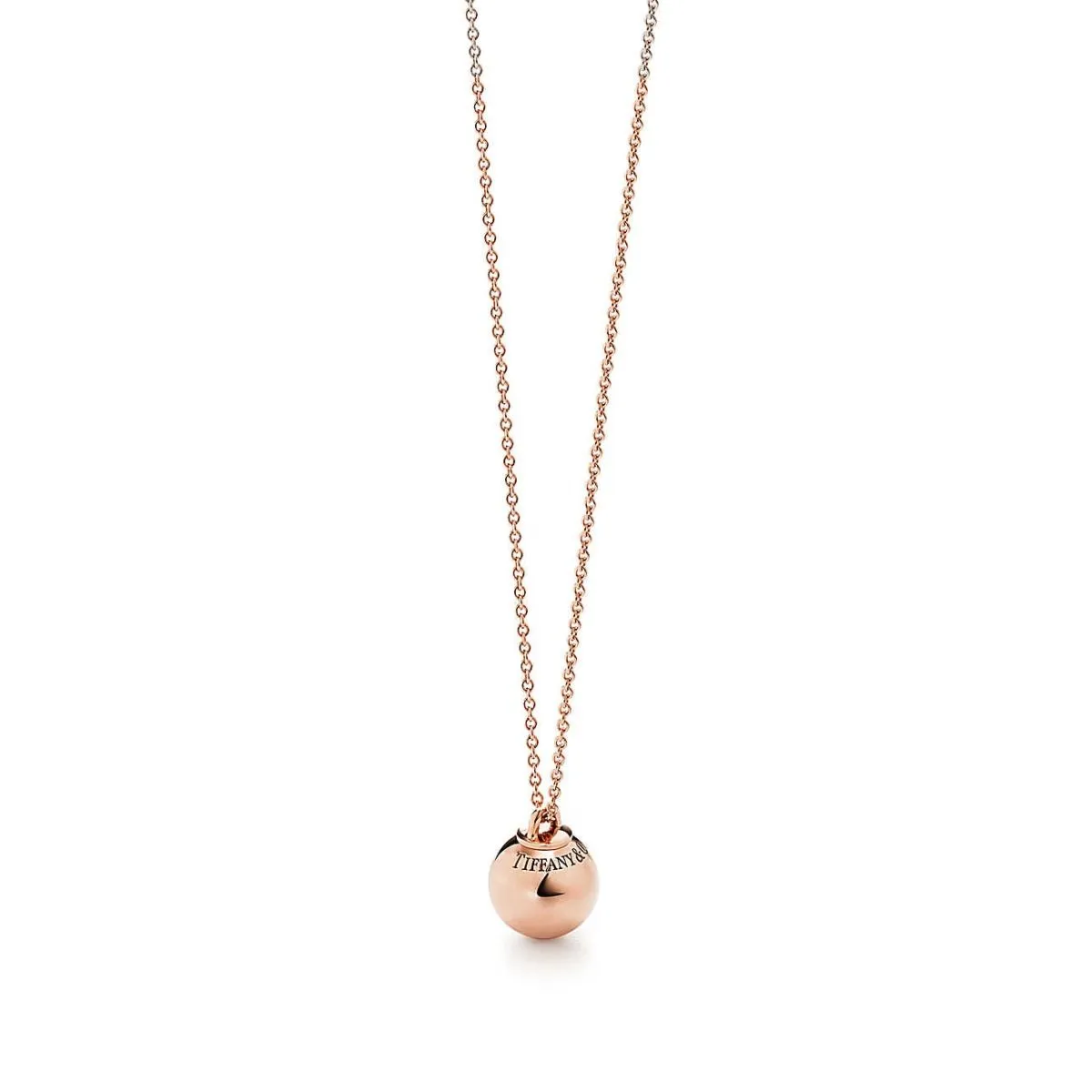 Tiffany Hardwear Ball Pendant Chain Necklace Pink/Yellow Gold Fashion Women Jewelry GRP09557/GRP09558