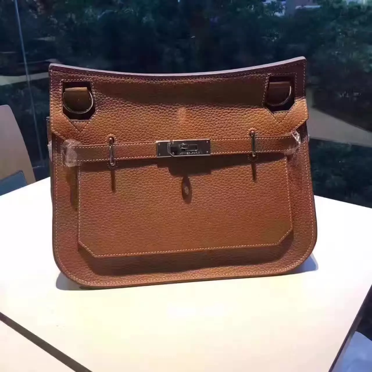 Hermes Jypsiere Leather Shoulder Bag Dark Red