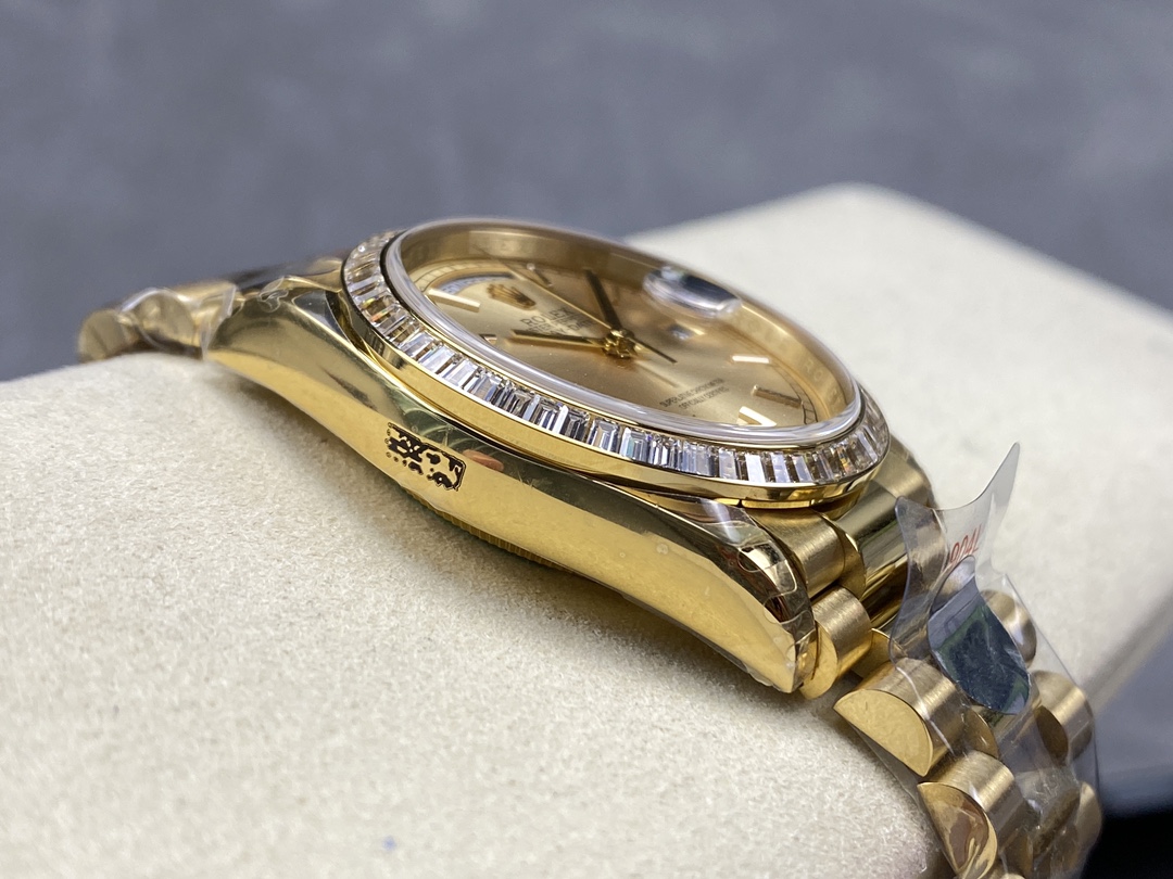 Rolex Day Date 36 Yellow Gold Champagne Dial Diamond Bezel m128348rbr 0026