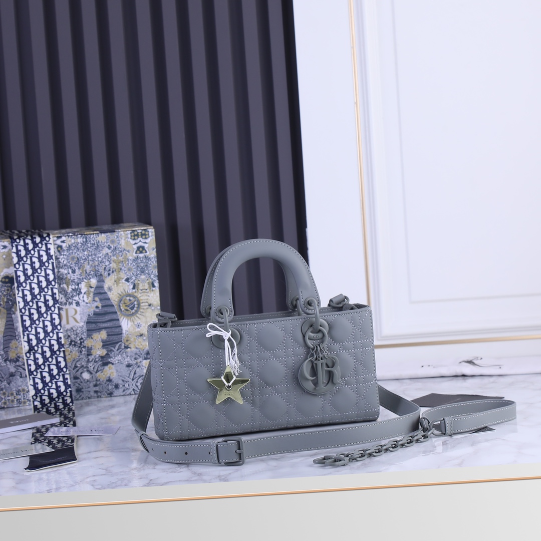 Medium Lady D-Joy Bag Gray Matte 2088 XB002 26cm