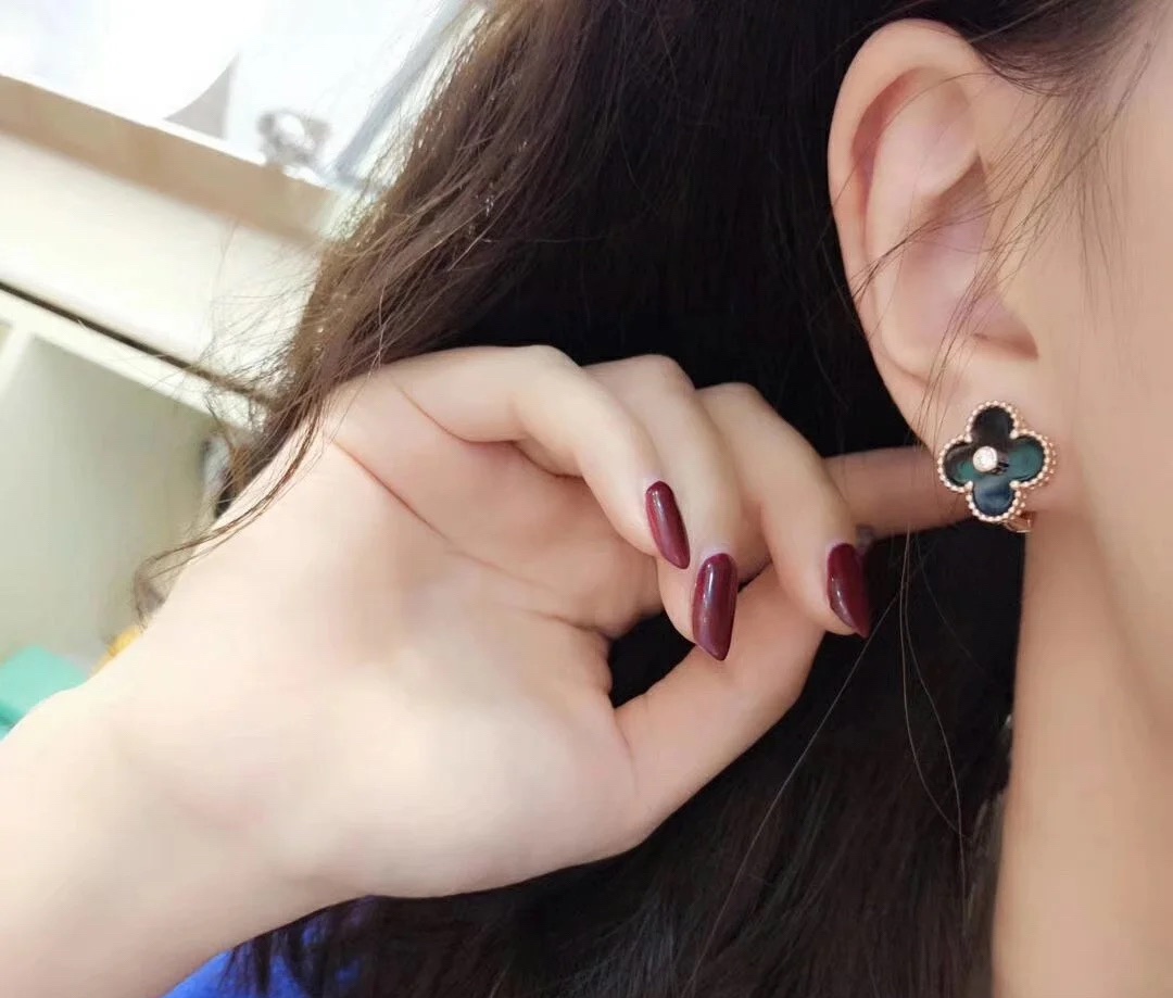 Van Cleef & Arpels Clover Earrings with Diamonds, Vintage Alhambra earrings