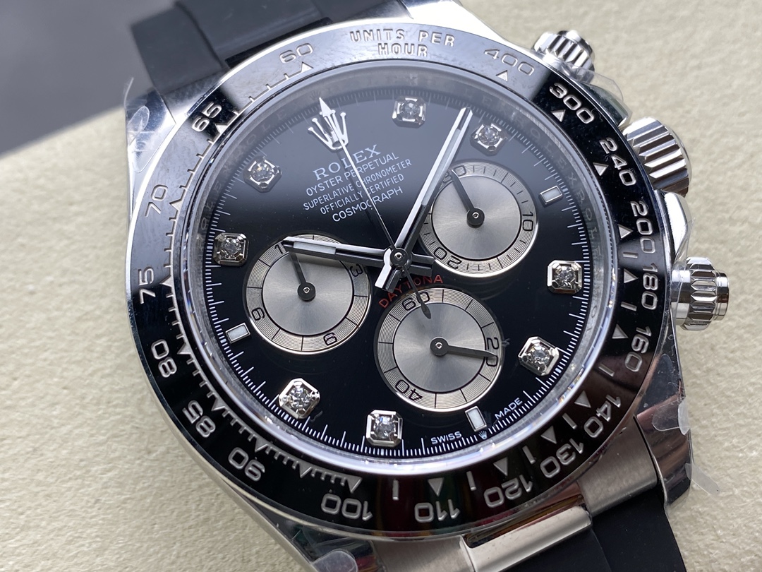 Rolex Daytona 116519 White Gold Automatic Black Dial Diamonds 40mm Mens Replica Watch