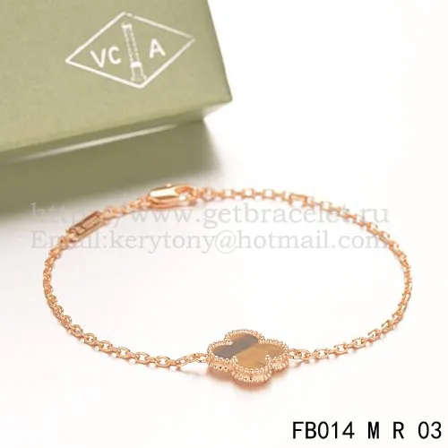 Van Cleef & Arpels Sweet Alhambra Bracelet Pink Gold With Tiger's Eye Mother Of Pearl