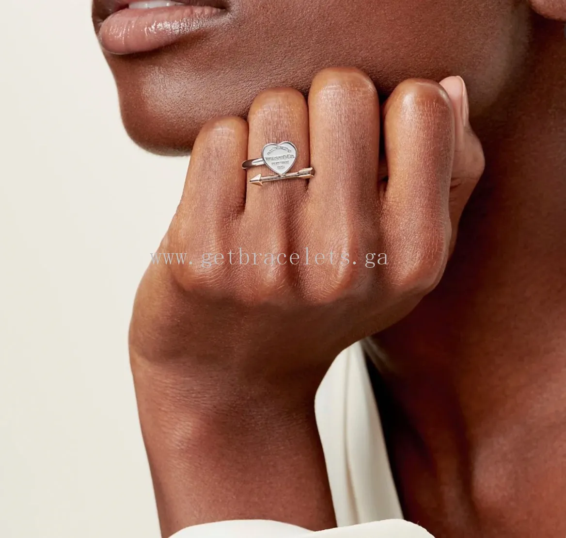 Tiffany Lovestruck Heart Tag Ring in Silver and Rose Gold