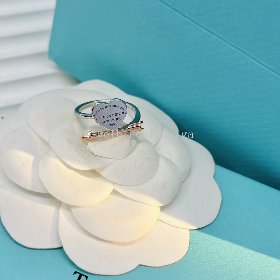 Tiffany Lovestruck Heart Tag Ring in Silver and Rose Gold