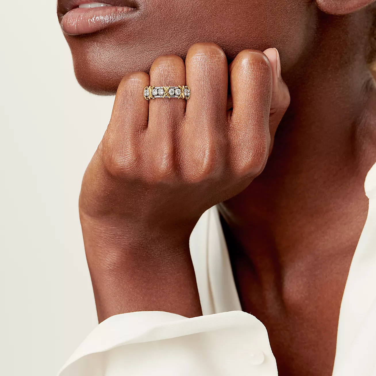 Tiffany Diamond Ring with Crossed X