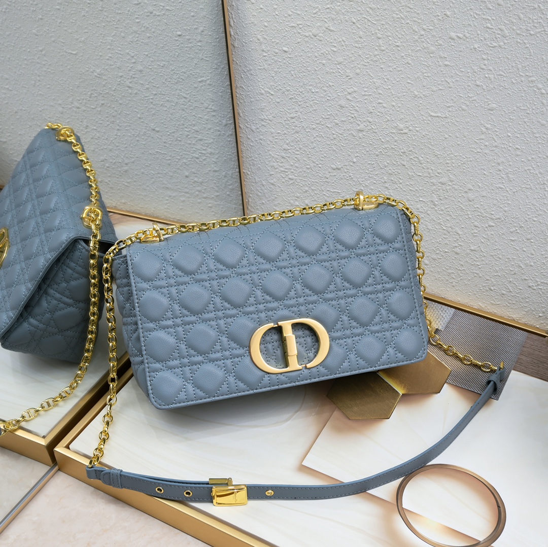 Large Dior Caro Bag Blue 9797 XB002 28cm