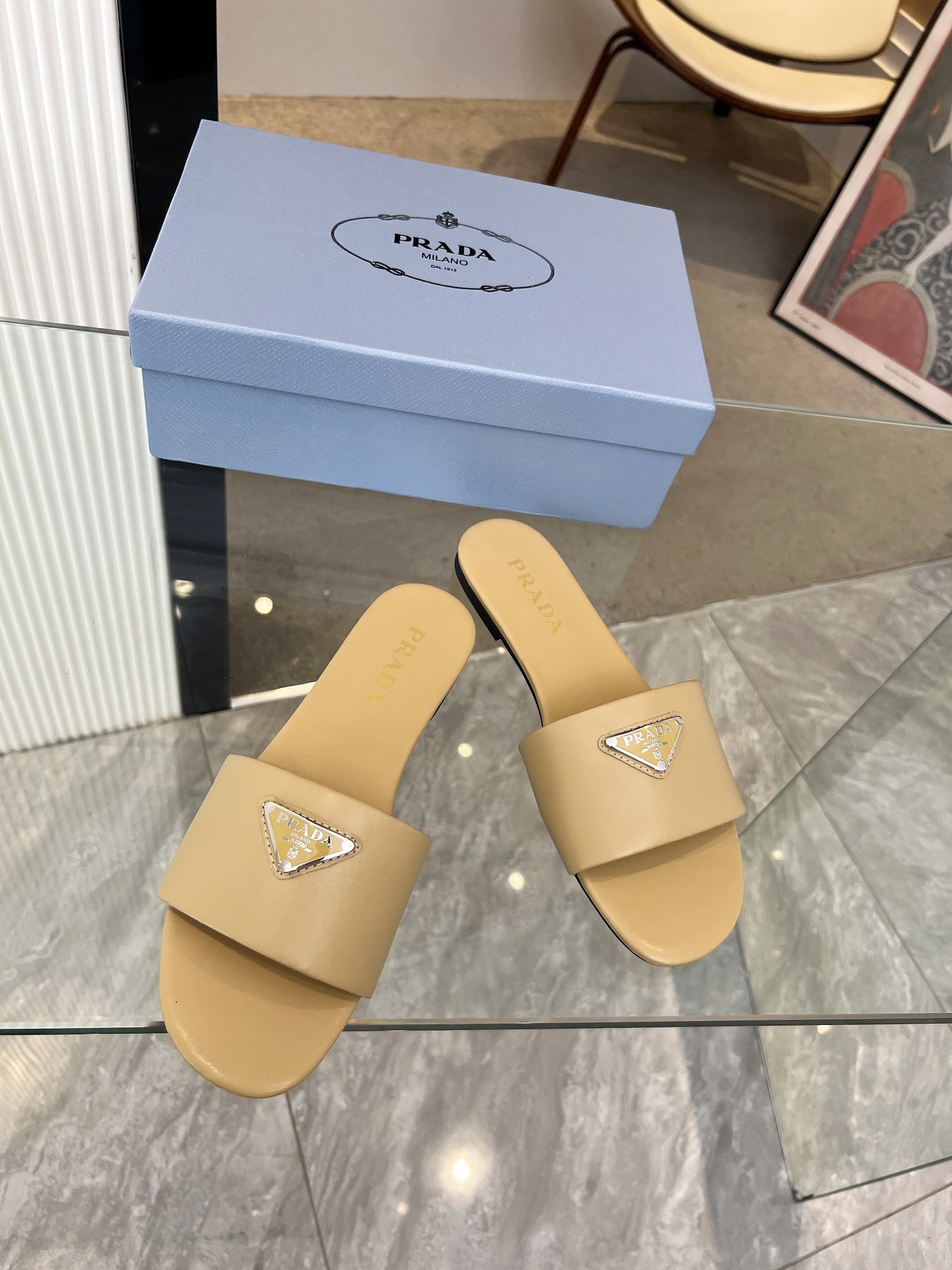 Prada Shoes Triangle logo women's slippers
