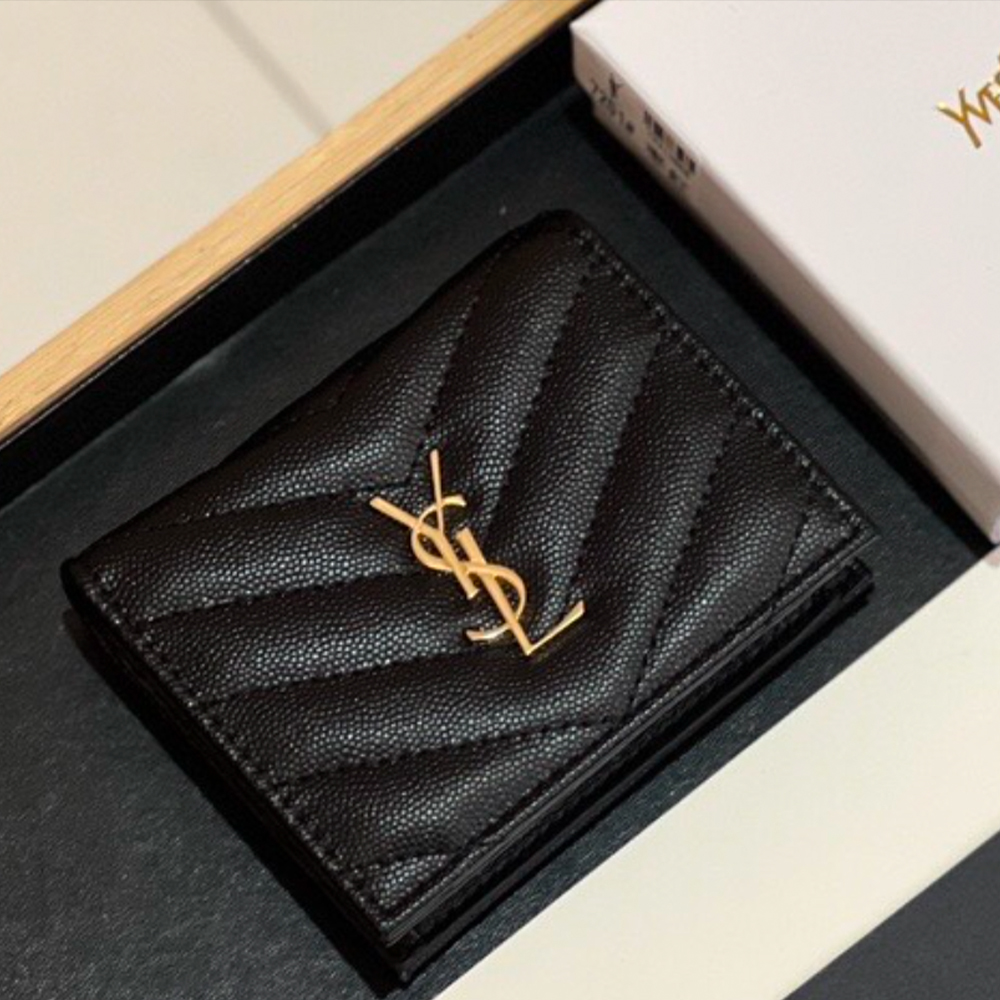 Saint Laurent YSL Monogram Caviar Leather Wallet (Replica)
