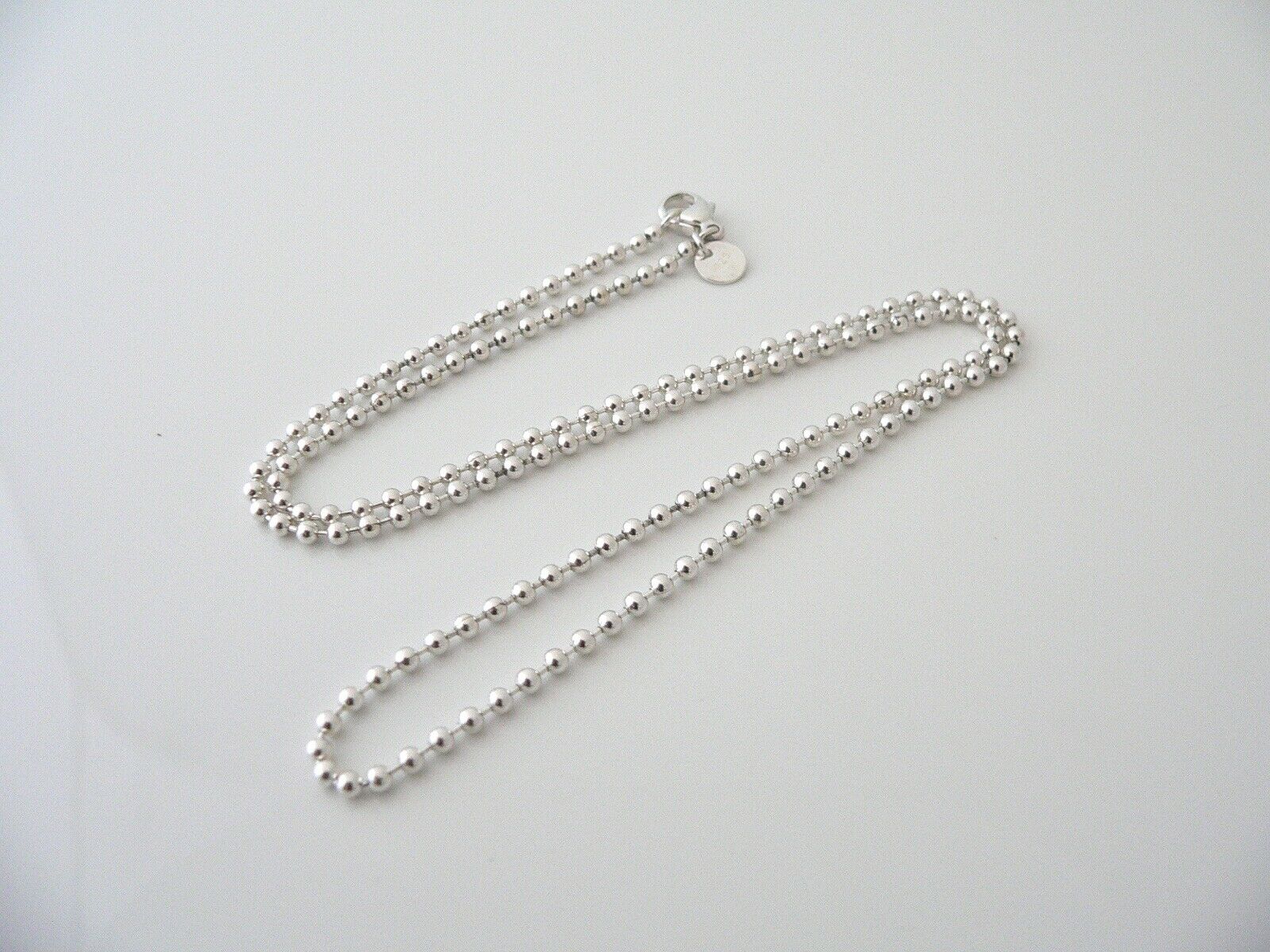 Tiffany & Co Silver Necklace 4 Pendant Charm 21 Inch Bead Chain Longer Gift