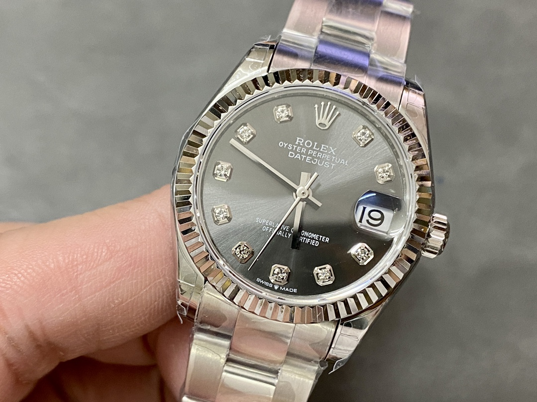 Rolex Datejust 31 Stainless Steel and White Gold Grey Dial M278274 Women's Watch