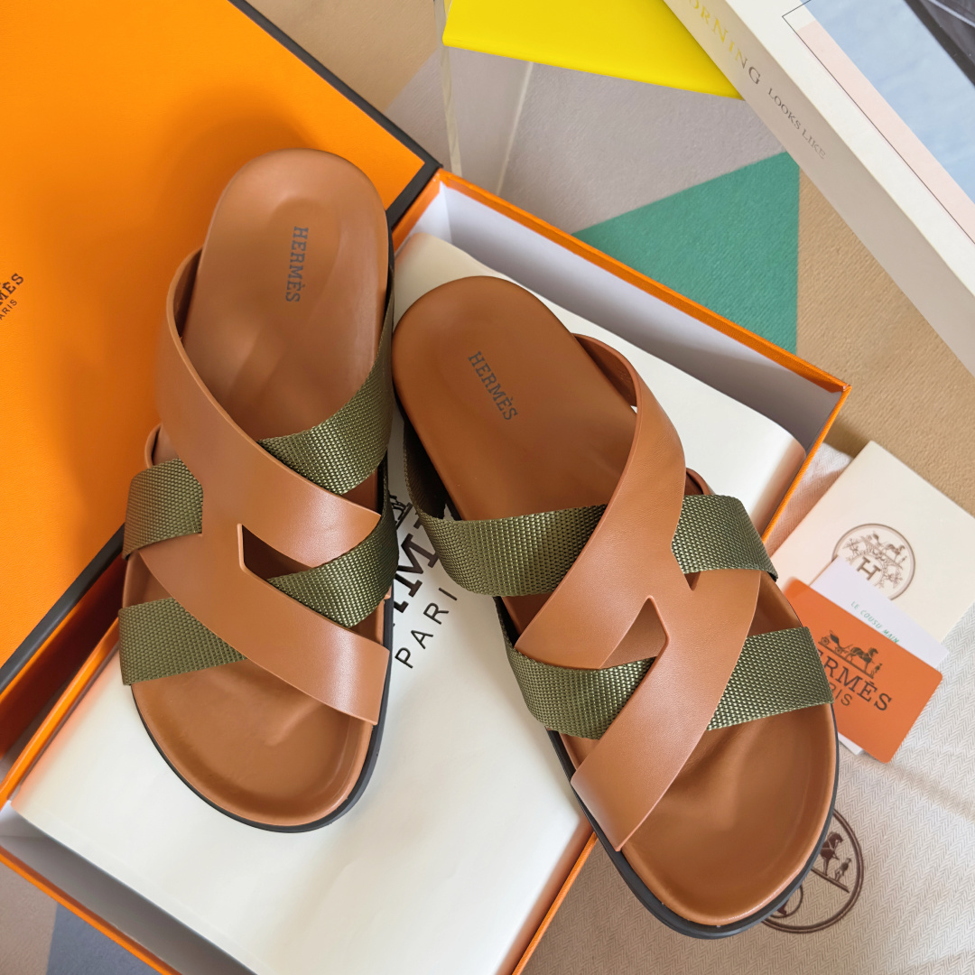 Hermes Shoes Kazimir series couple slippers