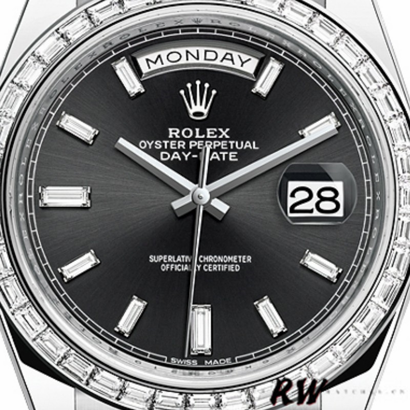 Rolex Day-Date 228396TBR Black Dial Diamond Bezel 40mm Mens Replica Watch