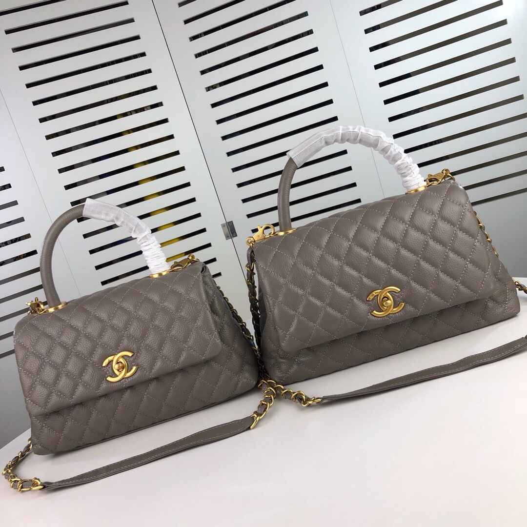 Chanel Grey Medium Shoulder Bag Handbag