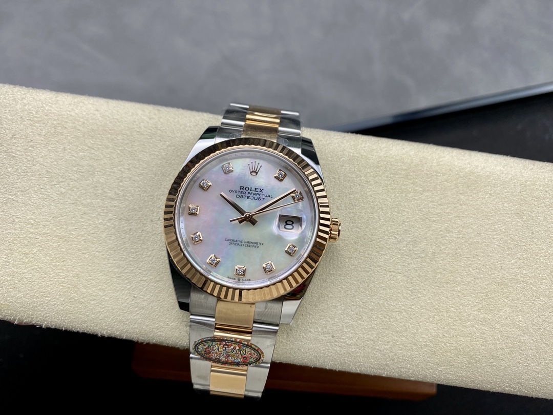 Rolex Datejust 41mm Steel and Yellow Gold 126333 0017 White Mop Diamond Oyster