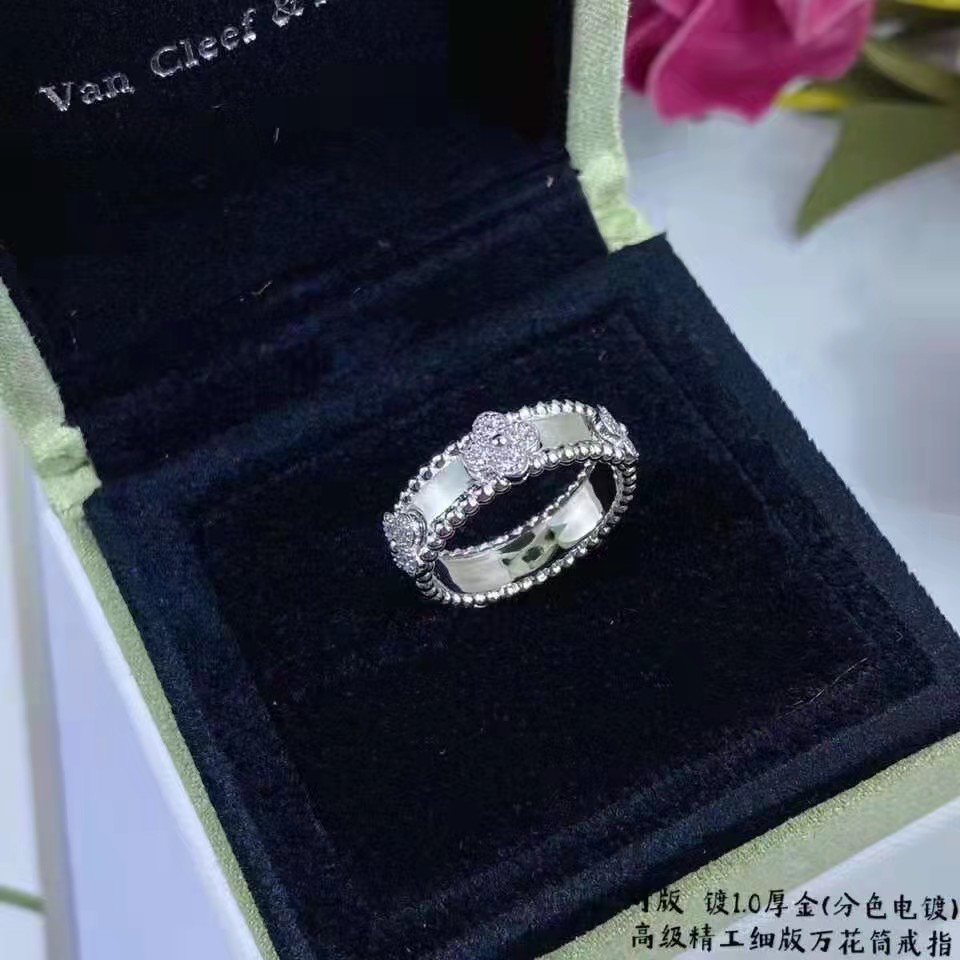 Van Cleef Perl茅e Ring Replica, Rose Gold & White Gold