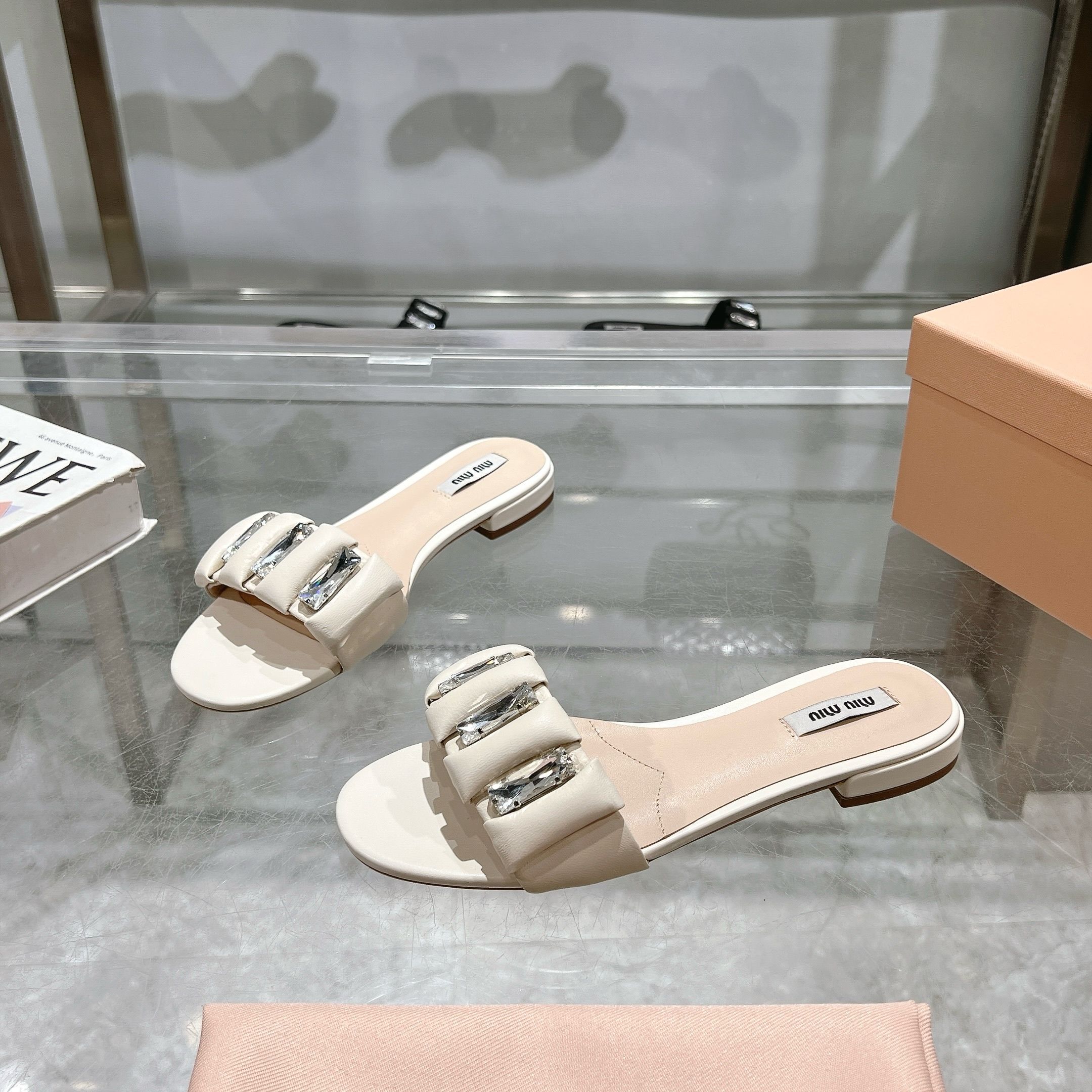 Miu Miu Shoes Diamond encrusted women's slippers