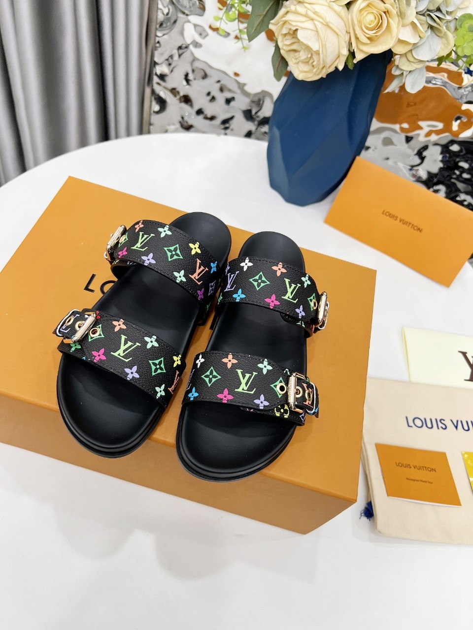 Louis Vuitton XTakashi Murakami Bom Dia couple slippers