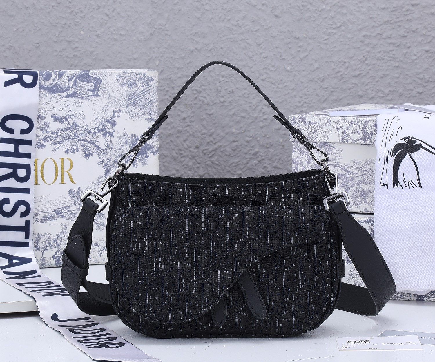 Mini Saddle Soft bag Black print 1090 XB002 24cm