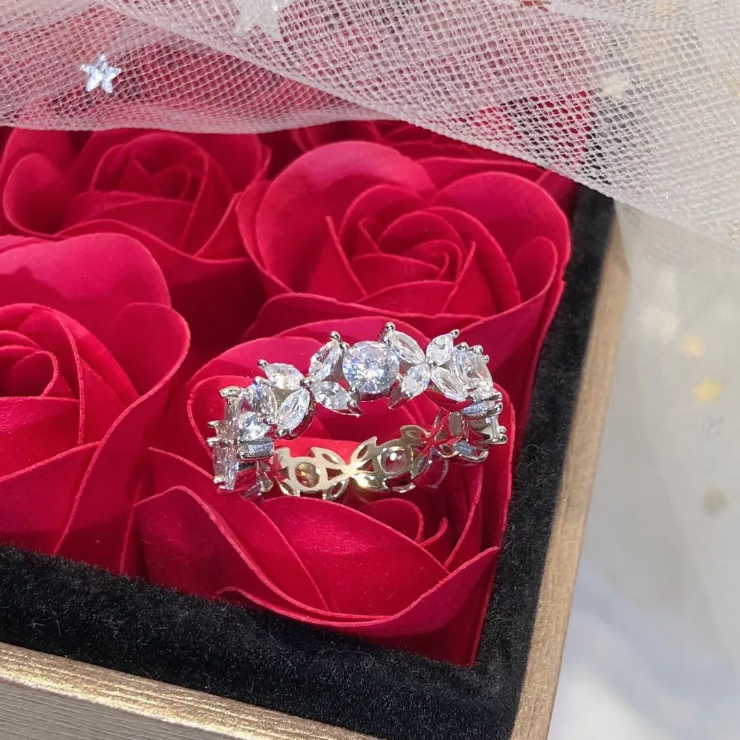 Copy Tiffany Victoria High End White Gold Alternating Ring Female Diamonds Hot Selling