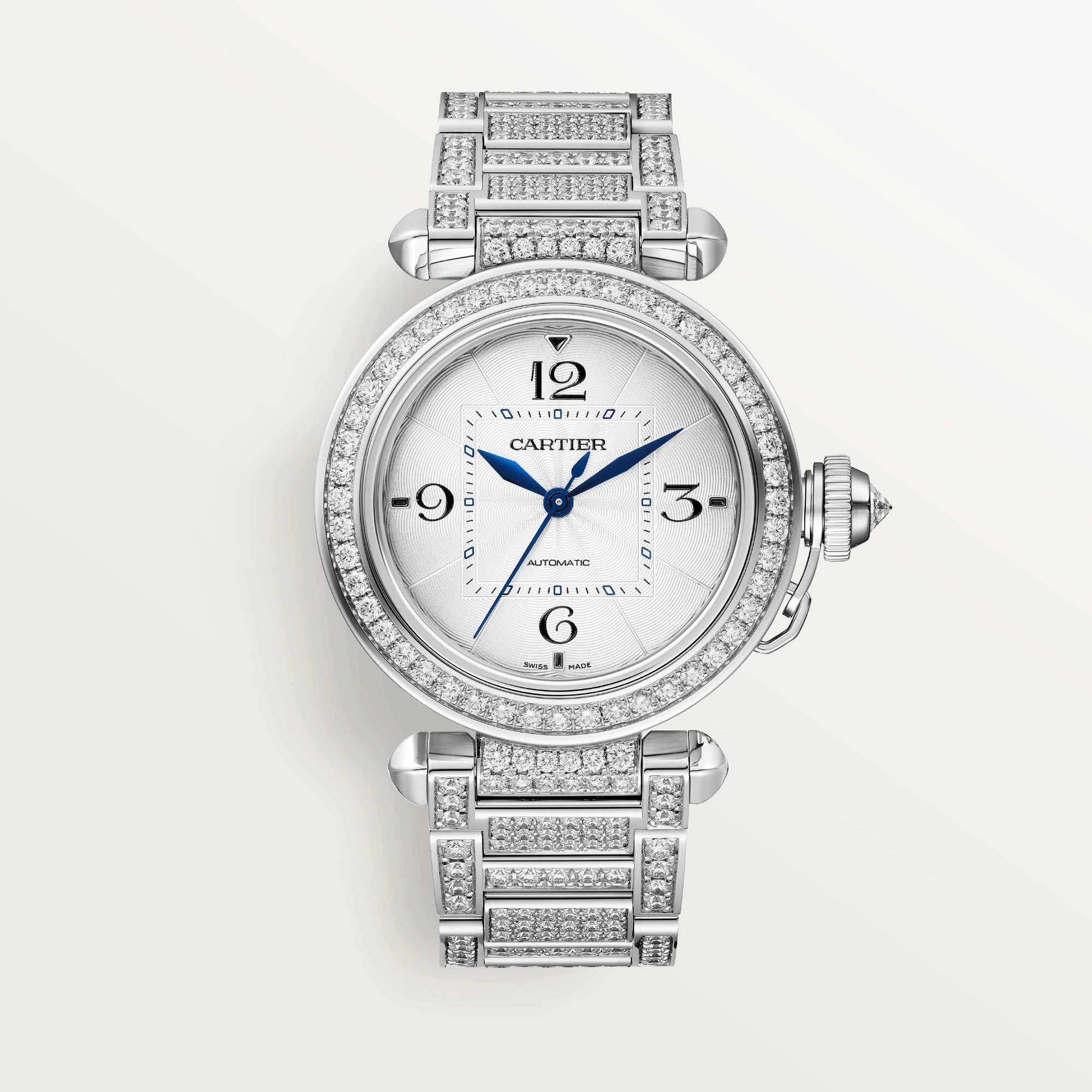 Cartier Pasha de Cartier 35mm 18K White Gold & Diamonds Lady��s Watch, WJPA0014