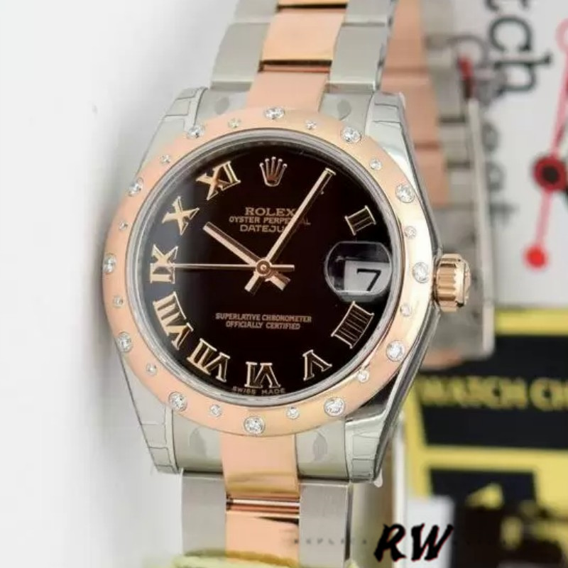 Rolex Datejust 178341 Black Roman Numerals Dial 31MM Lady Replica Watch